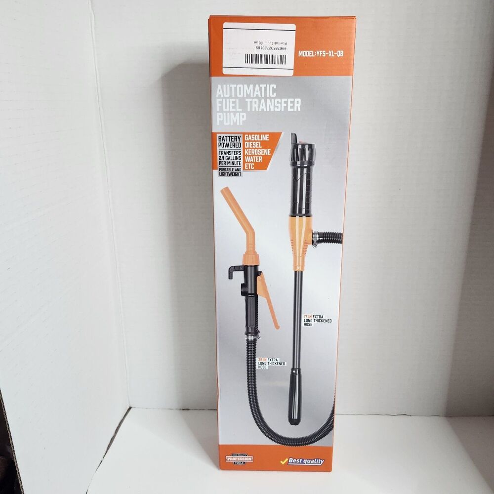 2.4 GPM Battery Powered Liquid Fuel Gas Transfer Pump with Flow Control Nozzle